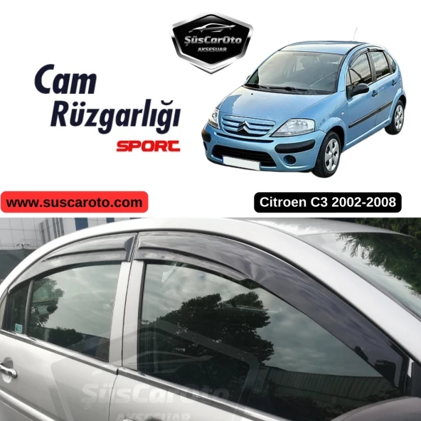 Citroen C3 2002-2008 Uyumlu Mugen Cam Rüzgarlığı Seti Piano Black 4'lü İthal ürün görseli 1
