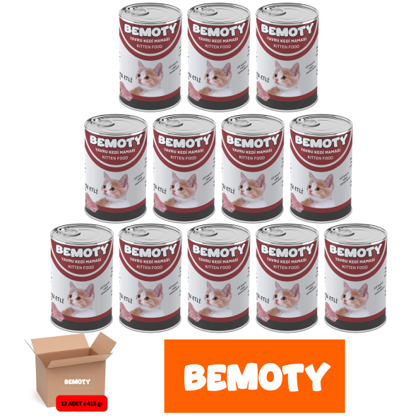 Bemoty Kuzu Etli Yavru Kedi Konserve Mama 12 Adet ürün görseli 1