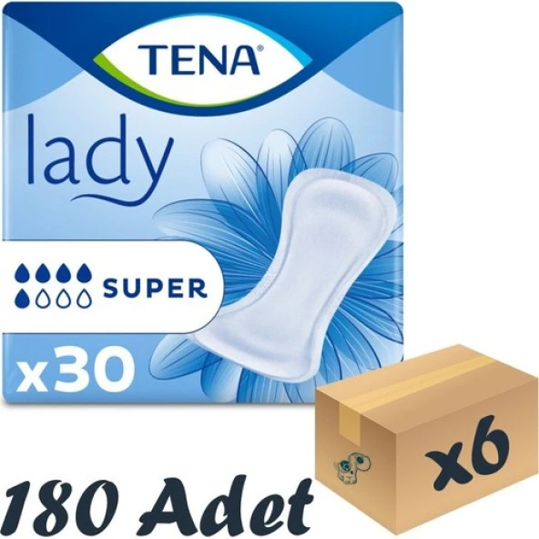 Tena Lady Super, Kadın Mesane Pedi, 7 Damla, 30'lu 6 Paket 180 Adet ürün görseli 1