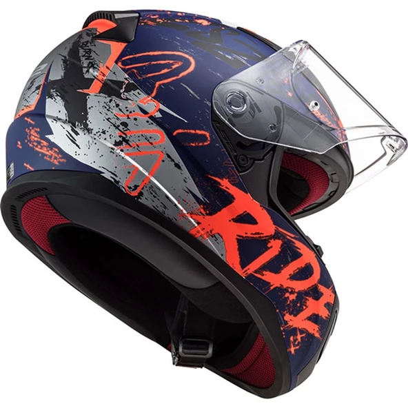 LS2 RAPID NAUGHTY MAT MAVİ-TURUNCU KASK - Resim 3