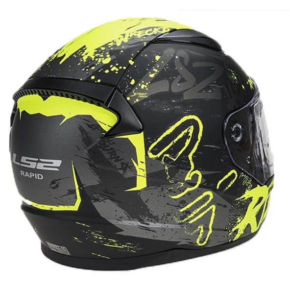 LS2 RAPID NAUGHTY MAT SİYAH-NEON SARI KASK - Resim 4