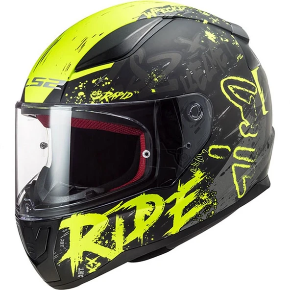 LS2 RAPID NAUGHTY MAT SİYAH-NEON SARI KASK - Resim 2