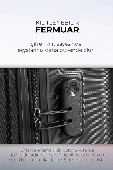 Polo&Sky Elmas Model Siyah Renk 3'lü Valiz Bavul Seti - Resim 3