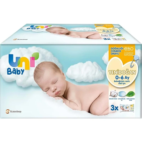 Uni Baby Islak Havlu Hassas Yeni Doğan 40 Yaprak (3 Lü Pk) 120 Yaprak (Narin Ciltler için) ürün görseli 1
