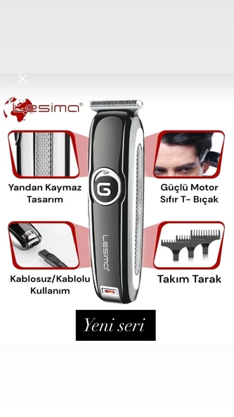 Lesima Erkek Siyah Tıraş Makinesi LS-1000 ürün görseli 1