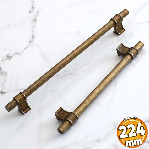 Hisar Eskitme Antik Sarı Metal 224 mm-22.4 cm Mobilya Mutfak Çekmece Dolap Kulpu Kulbu Kulpları ürün görseli 1