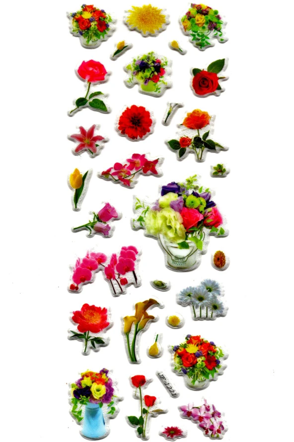 Sticker Kabartmalı Stiker Defter, Planlayıcı Etiket - (JF1221) 16x7 cm- Çiçek Buket ürün görseli 1