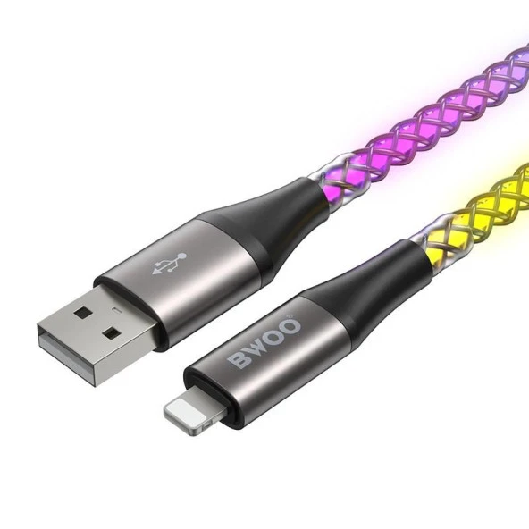 Bwoo Led Işıklı Hızlı Şarj Özellikli Usb Lighting Kablo ürün görseli 1