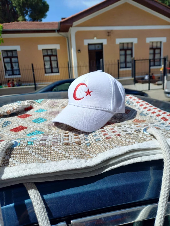 çocuk bayrak şapka ünisex 54 cm ayyıldızlı şapka ayarlanabilir ürün görseli 1