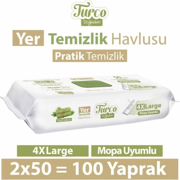 Baby Turco Turco Doğadan Yer Temizlik Havlusu Yeşil Sabun 2X50(100 Yaprak) ürün görseli 1