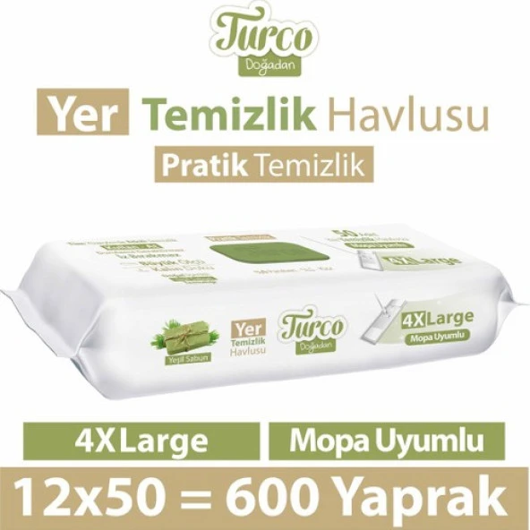 Baby Turco Turco Doğadan Yer Temizlik Havlusu Yeşil Sabun 12X50(600 Yaprak) ürün görseli 1