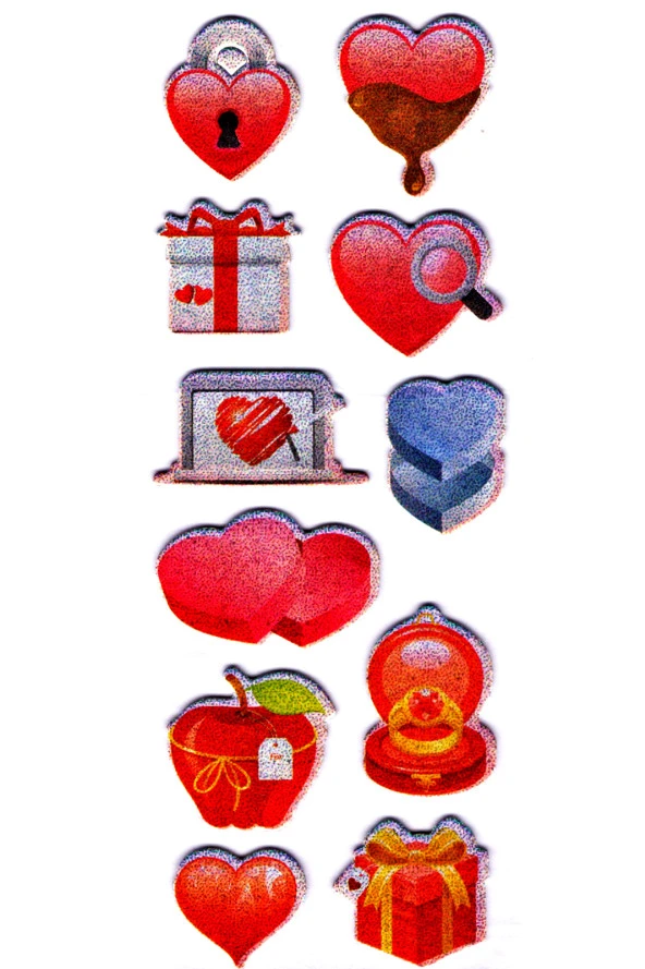 Sticker Kabartmalı Stiker Defter, Planlayıcı Etiket (cb777) 16x7 cm- Kalp Aşk ürün görseli 1
