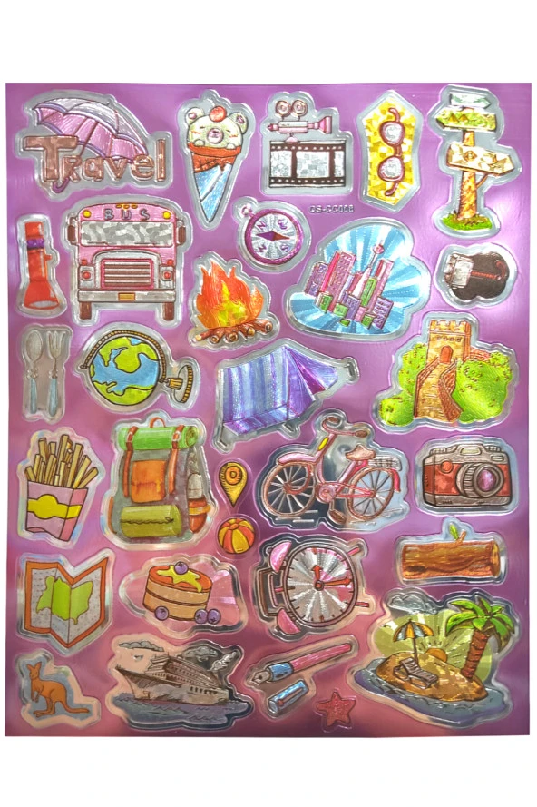 Metalik Sticker Stiker Defter Planlayıcı Etiket (QS008)-25x20 cm- Tatil Gezi ürün görseli 1