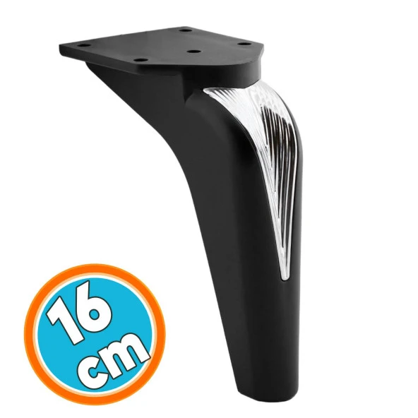 Mobilya Yükseltci Kanepe Sehpa TV Ünitesi Koltuk Ayağı Baza Ayakları Siyah Krom 16 cm ürün görseli 1