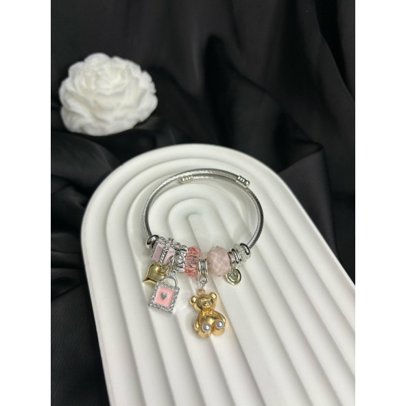 Charm Figürlü Çelik Bileklik - Resim 5