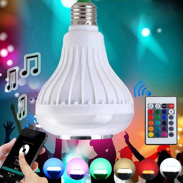Girişli Bluetooth Hoparlör Ve Led Lamba Uzaktan Kumandalı Ampül ürün görseli 1