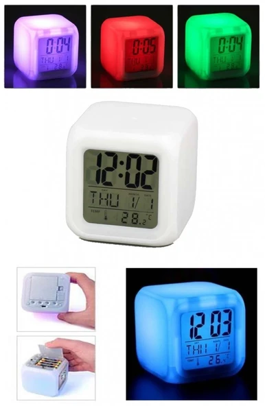 Renk Değiştiren Dijital Alarm Küp Saat ürün görseli 1