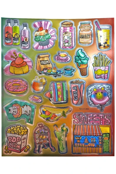 Metalik Sticker Stiker Defter Planlayıcı Etiket (QS002)-25x20 cm- Kek Pasta İçecek ürün görseli 1