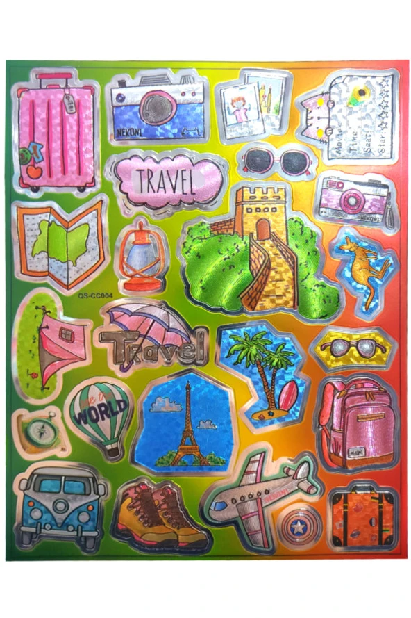Metalik Sticker Stiker Defter Planlayıcı Etiket (QS004)-25x20 cm- Tatil Paris ürün görseli 1