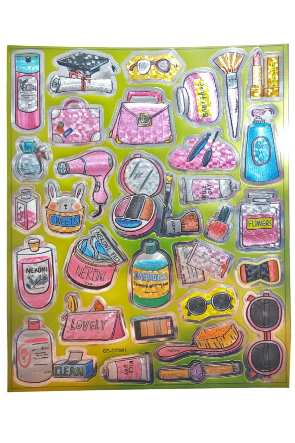Metalik Sticker Stiker Defter Planlayıcı Etiket (QS001)-25x20 cm- Makyaj Krem ürün görseli 1