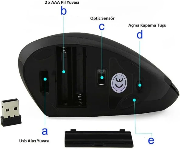 Alfalink Kablosuz Ergonomik Dikey Mouse 1600 DPI - Resim 4