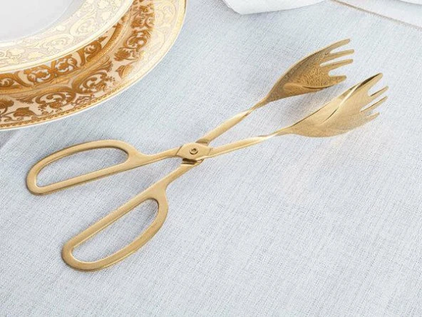 Royking Makas Maşa Salata Servisi Parlak Gold DST 016 ürün görseli 1