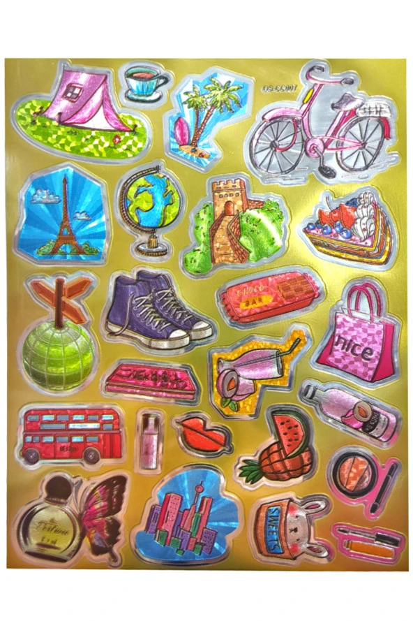 Metalik Sticker Stiker Defter Planlayıcı Etiket (QS007)-25x20 cm- Tatil Kamp ürün görseli 1