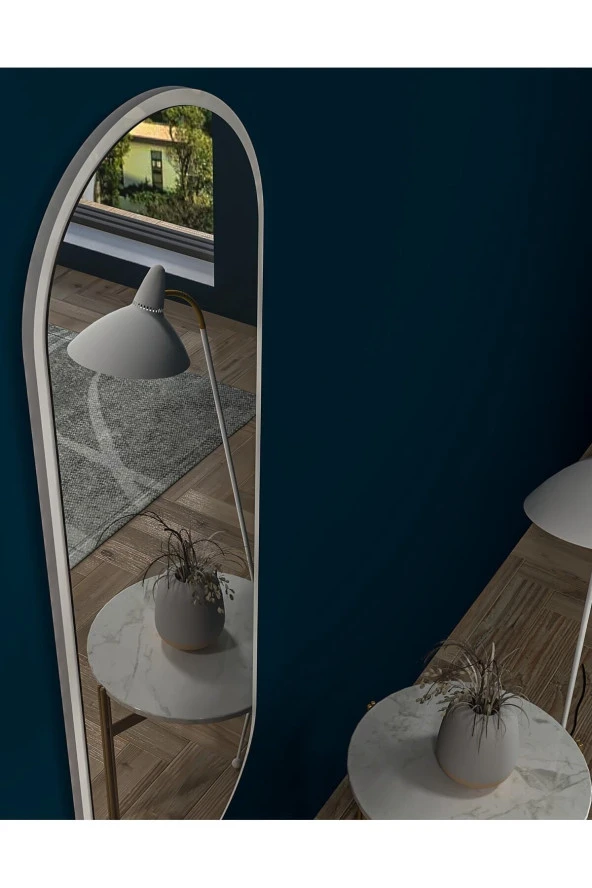 DekorLife Beyaz Oval Dekoratif Boy Aynası 150 X 50 Cm ürün görseli 1
