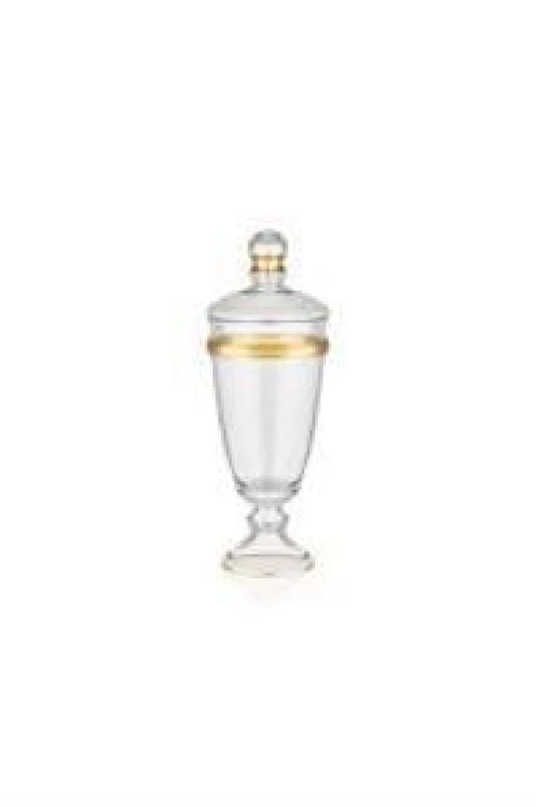 DECORİUM CAM AYAKLI KAVANOZ DALIA ALTIN M06465-ABC ürün görseli 1