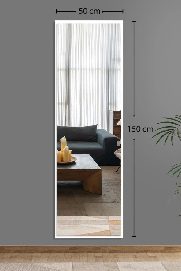 Nysamo 50x150 Cm Beyaz Boy Ayna Antre Koridor Konsol Duvar Salon Banyo Wc Ofis Çocuk Yatak Odası Boy Aynası ürün görseli 1