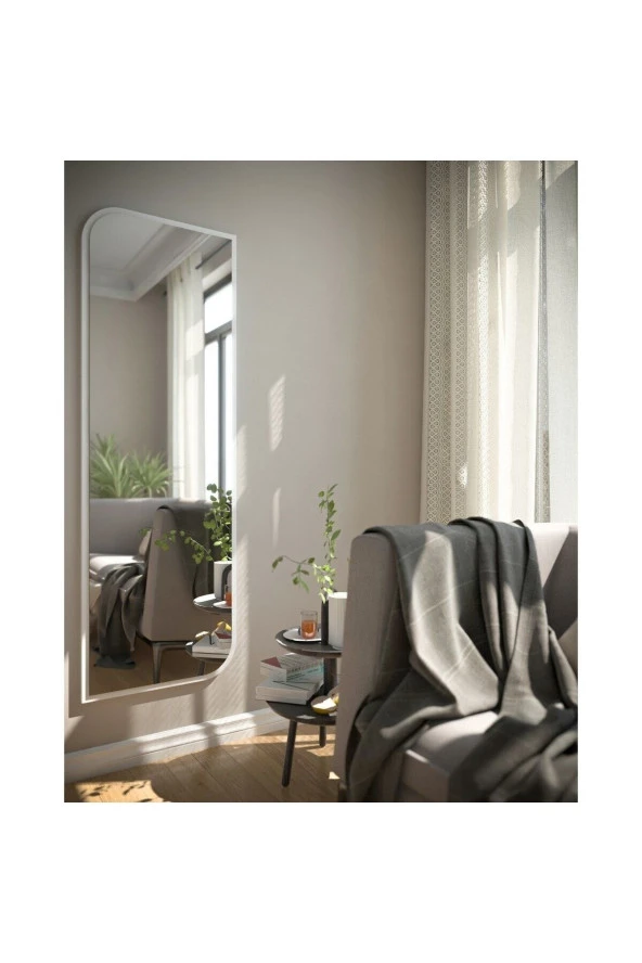 Nysamo Beyaz Çapraz Oval Dekoratif Boy Aynası 40x120 cm ürün görseli 1