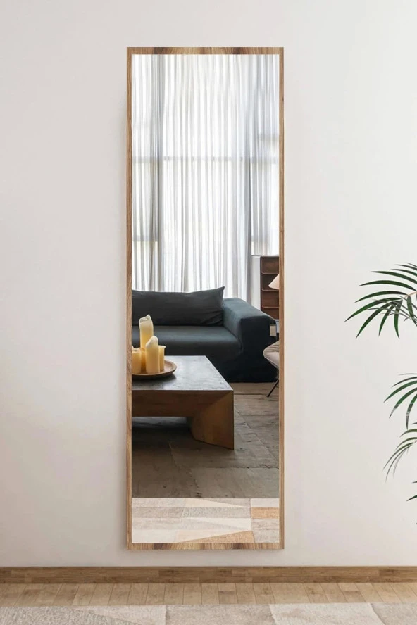 Nysamo 50x150 Cm Ceviz Boy Ayna Antre Koridor Konsol Duvar Salon Banyo Wc Ofis Çocuk Yatak Odası Boy Aynası ürün görseli 1