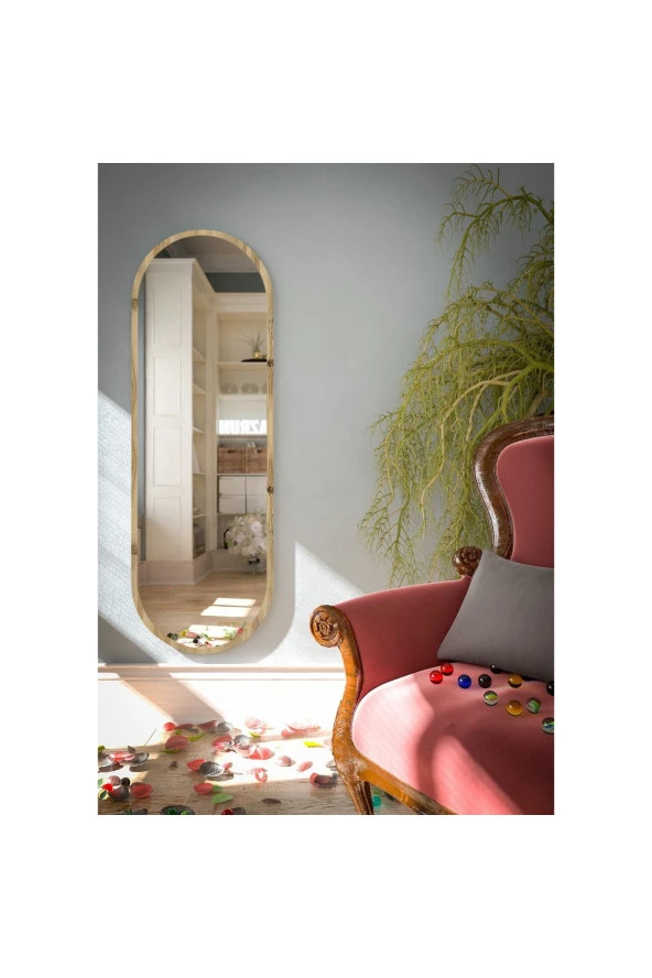 Nysamo Safir Meşe Oval Dekoratif Boy Aynası 40x120 cm ürün görseli 1