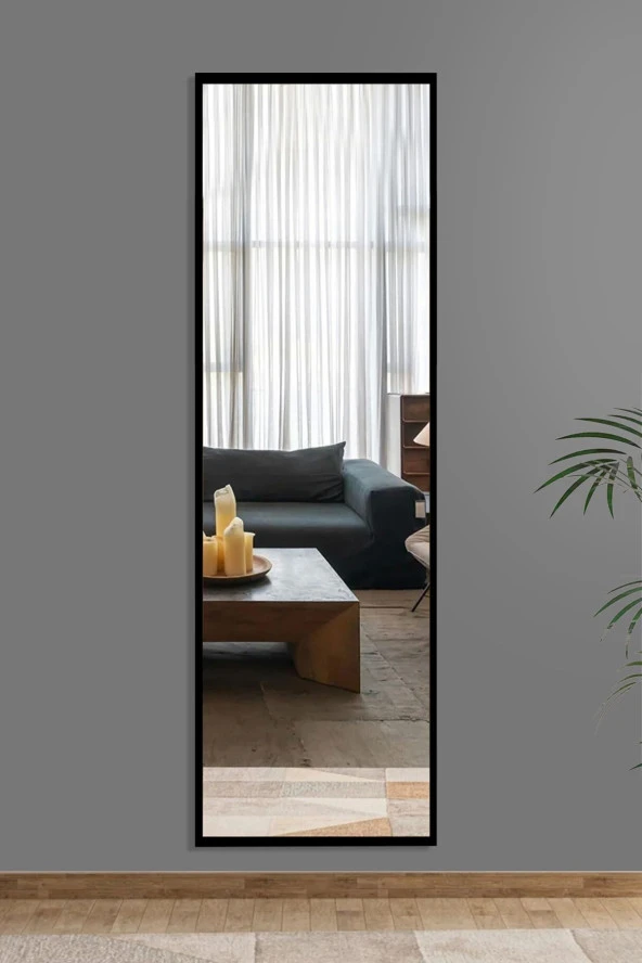 Nysamo Siyah Düz Dekoratif Boy Duvar Aynası 40x120 Cm ürün görseli 1