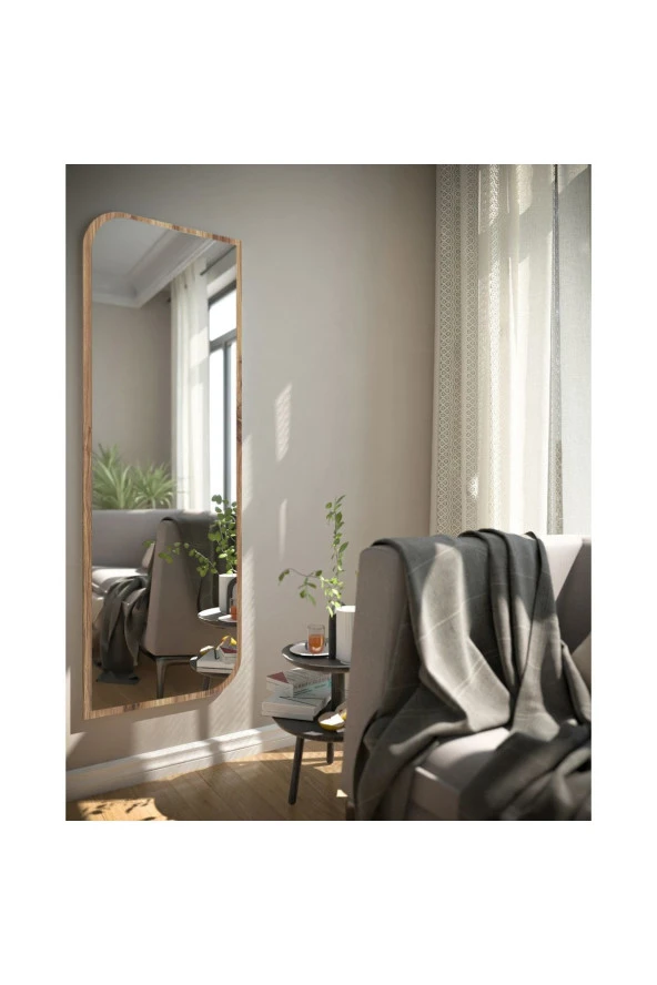 Nysamo Tarz Design Kemence Ceviz Dekoratif Boy Aynası 50x150 ürün görseli 1