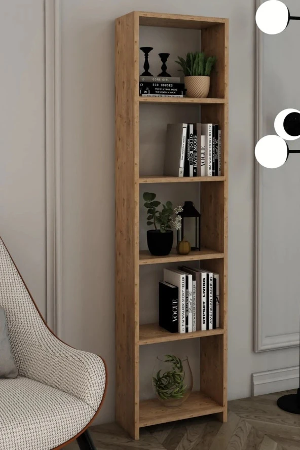 Nysamo 6 Raflı 40 Cm Dekoratif Kitaplık Ofis Kitaplığı Dolap Evrak Rafı Ev Rafı Kitap Rafı ürün görseli 1