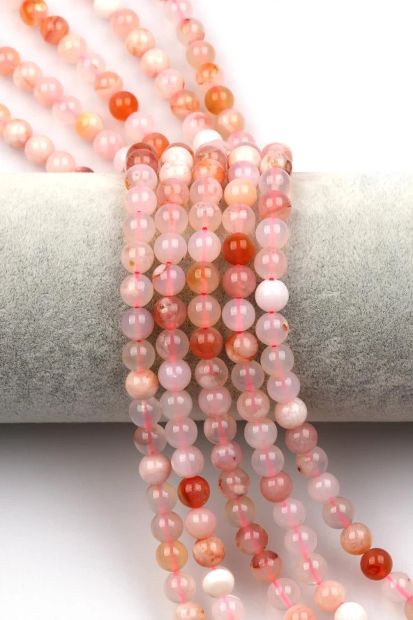 Flower Agate Doğal Taş Dizi 6 mm Küre Kesim ürün görseli 1