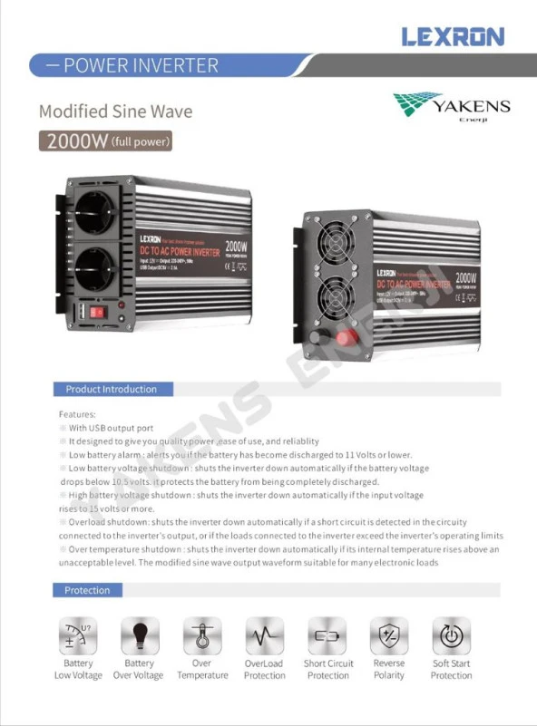 2000 Watt 24V Modifiye Sinüs İnverter Lexron - Resim 2