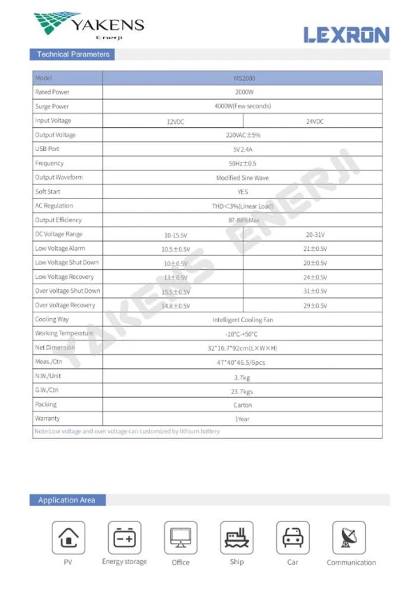 2000 Watt 24V Modifiye Sinüs İnverter Lexron - Resim 3