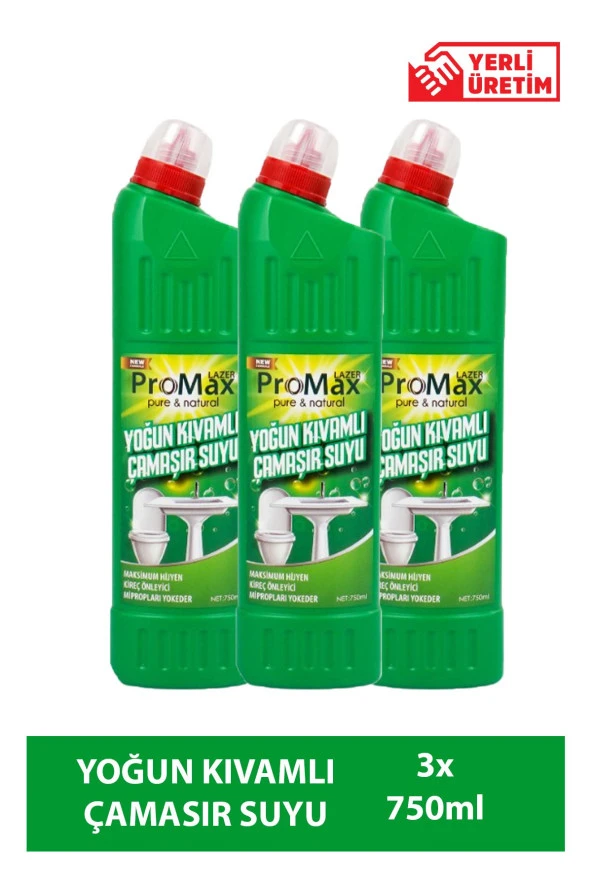 LAZERPROMAX  %100 Yerli Yoğun Kıvamlı Çamaşır Suyu 3X 750 ML ürün görseli 1