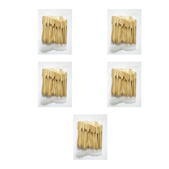 Ahşap Yassı Tutamaklı Saplı Çöp Şiş - Boy : 12 Cm. - 100 Adetlik 5 Paket ürün görseli 1