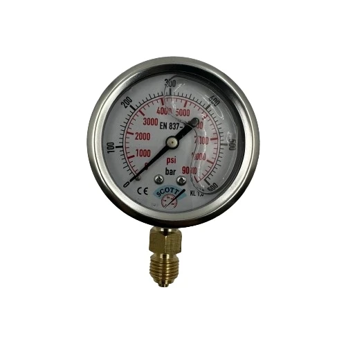 Manometre Gliserinli Alttan Çıkışlı Q63 - 0 - 600 Bar 1/4 A Tipi ürün görseli 1