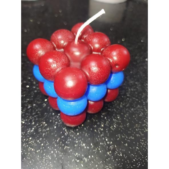 Taraftar Renkli Bubble Kokulu Mum 3 lü Set Bordo-Mavi ürün görseli 1