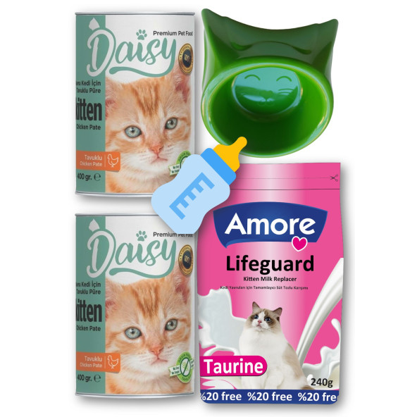 Lifeguard 240gr Yavru Kedi Süt Tozu, Daisy Kitten Konserve, Biberon, Mama Kabı Set ürün görseli 1