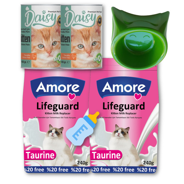 2x240gr Yavru Kedi Süt Tozu Lifeguard, Konserve-2, Biberon, Mama Kabı Seti ürün görseli 1