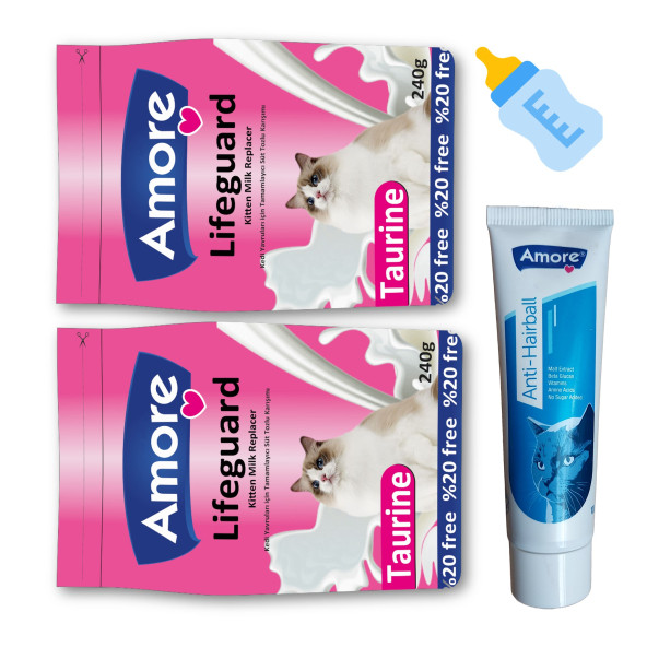 Yavru Kedi Süt Tozu 2x240gr LifeGuard, Biberon, Anti-Hairball Tüy Yumağı Önleyici 100ml Malt ürün görseli 1