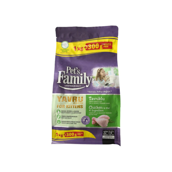 Pet's Family Premium Tavuklu Yavru Kedi Maması 1300 G ürün görseli 1