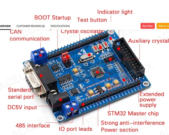 STM32 ARM Endüstriyel STM32F103C8T6 RS485 CAN 485 - Resim 6