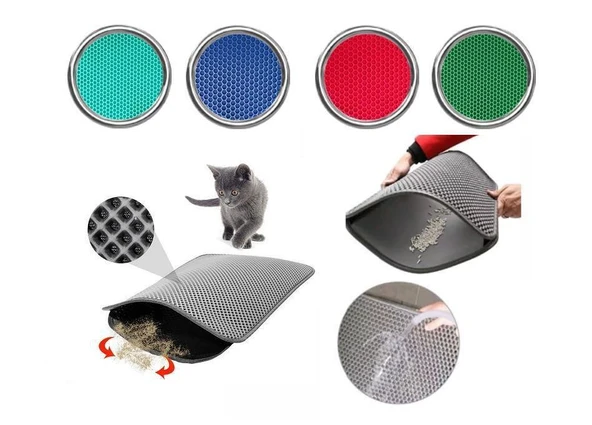 Elekli Çift Katlı Kedi Kumu Paspası 60X45 cm ürün görseli 1