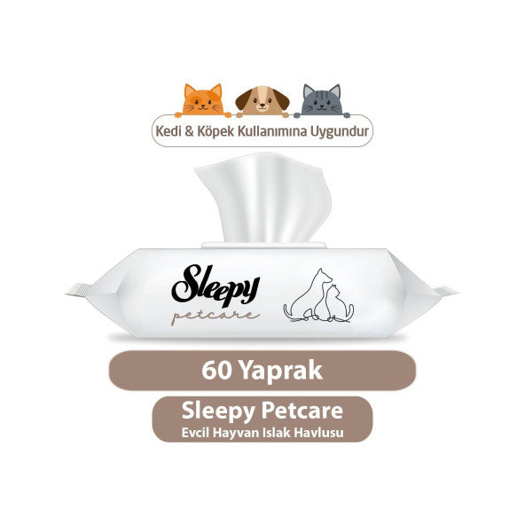 Sleepy Petcare 60'lı Evcil Hayvan Islak Havlusu ürün görseli 1